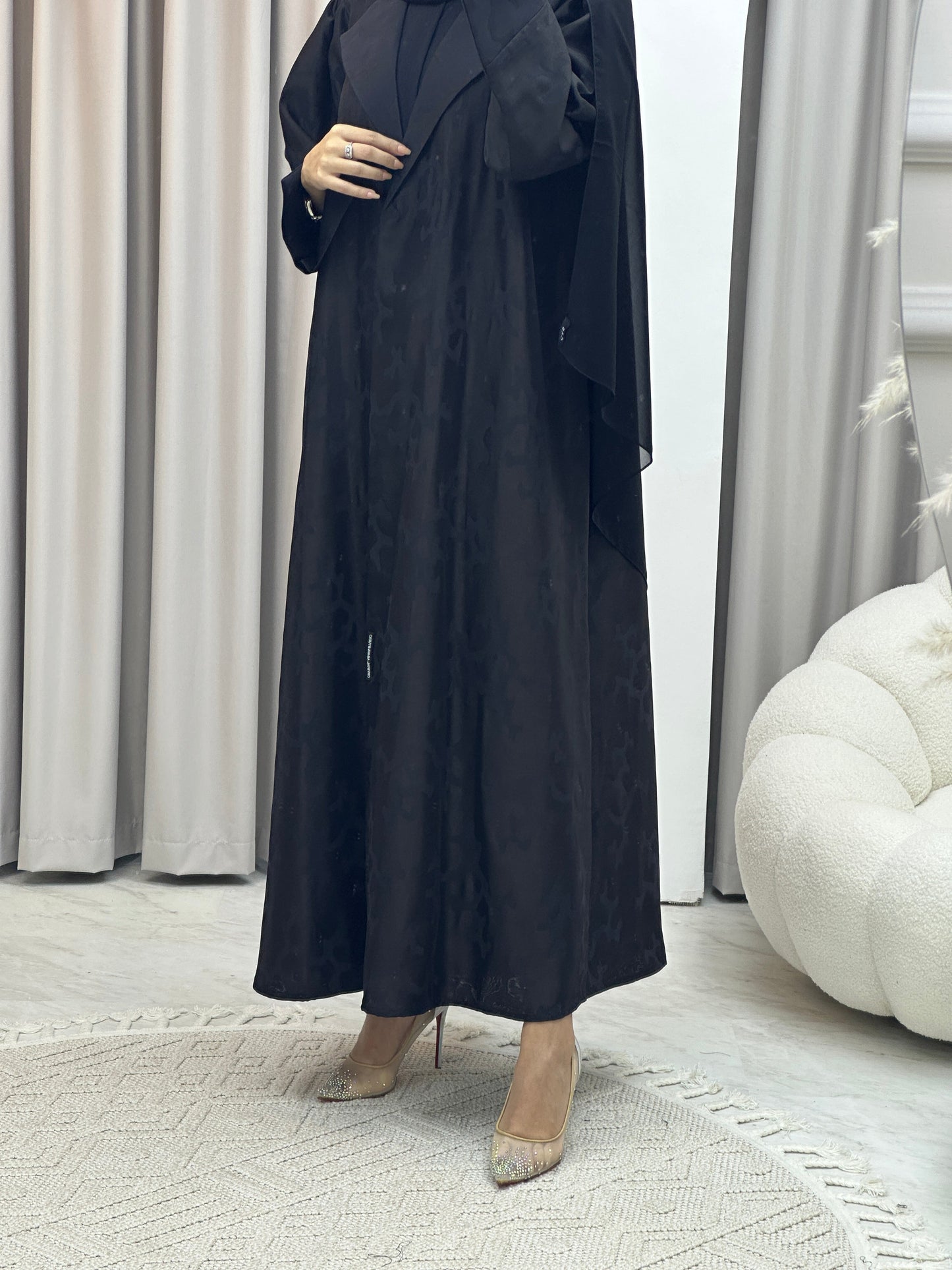 C RTW Web Winter Black Coat Abaya