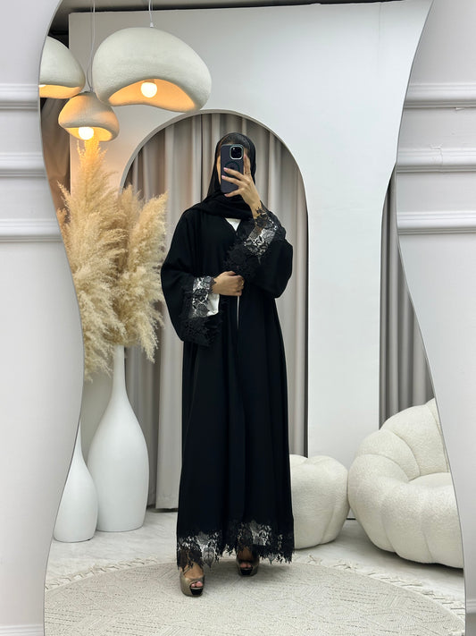 C 0471 Black Classic Lace Abaya