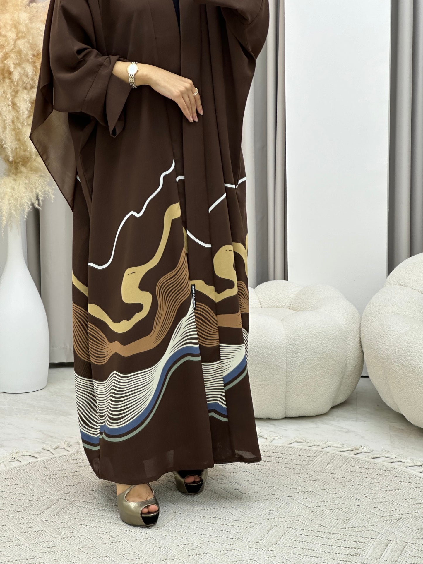 C 0248-03 Brown Wavy Abaya