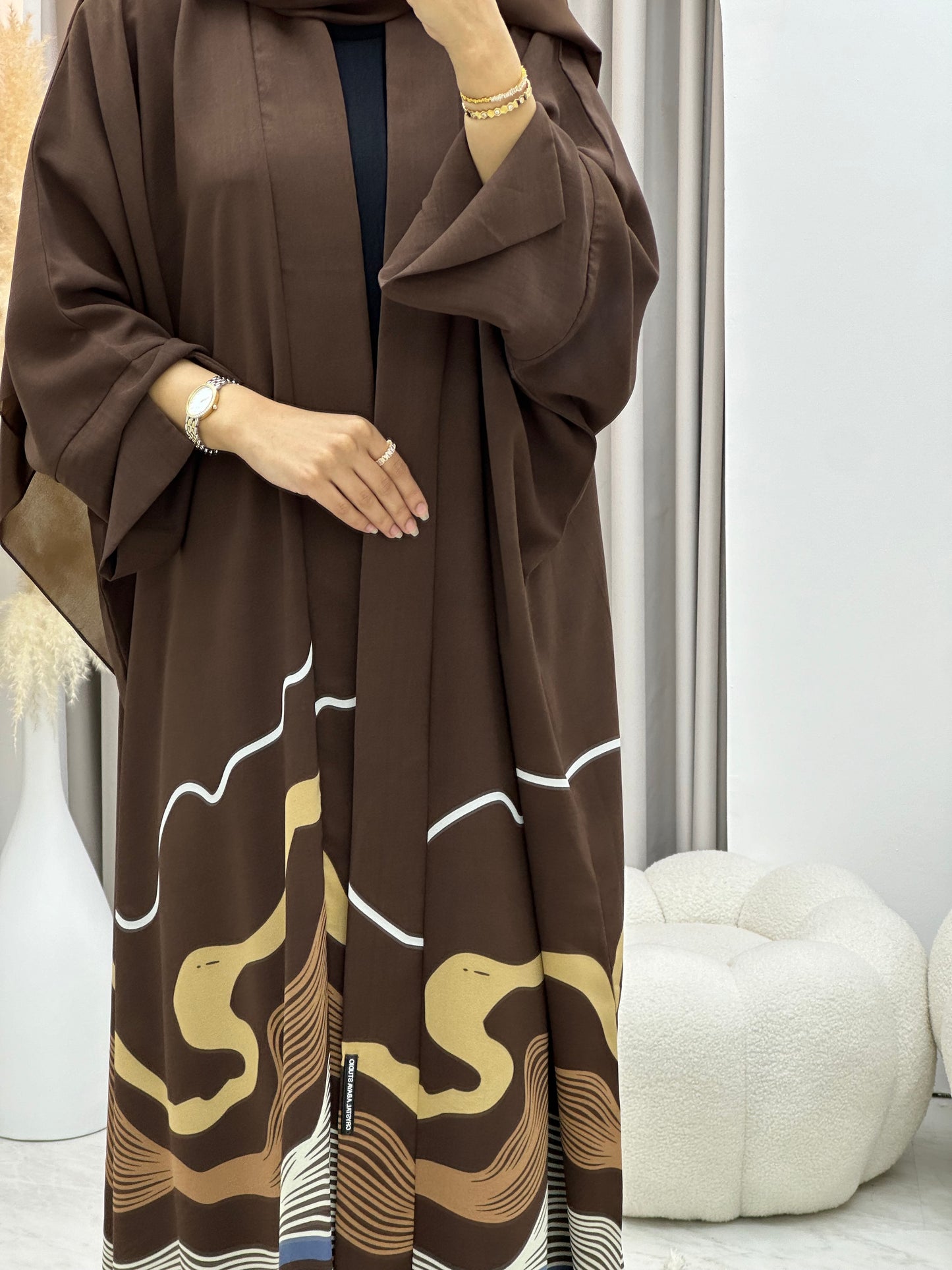 C 0248-03 Brown Wavy Abaya