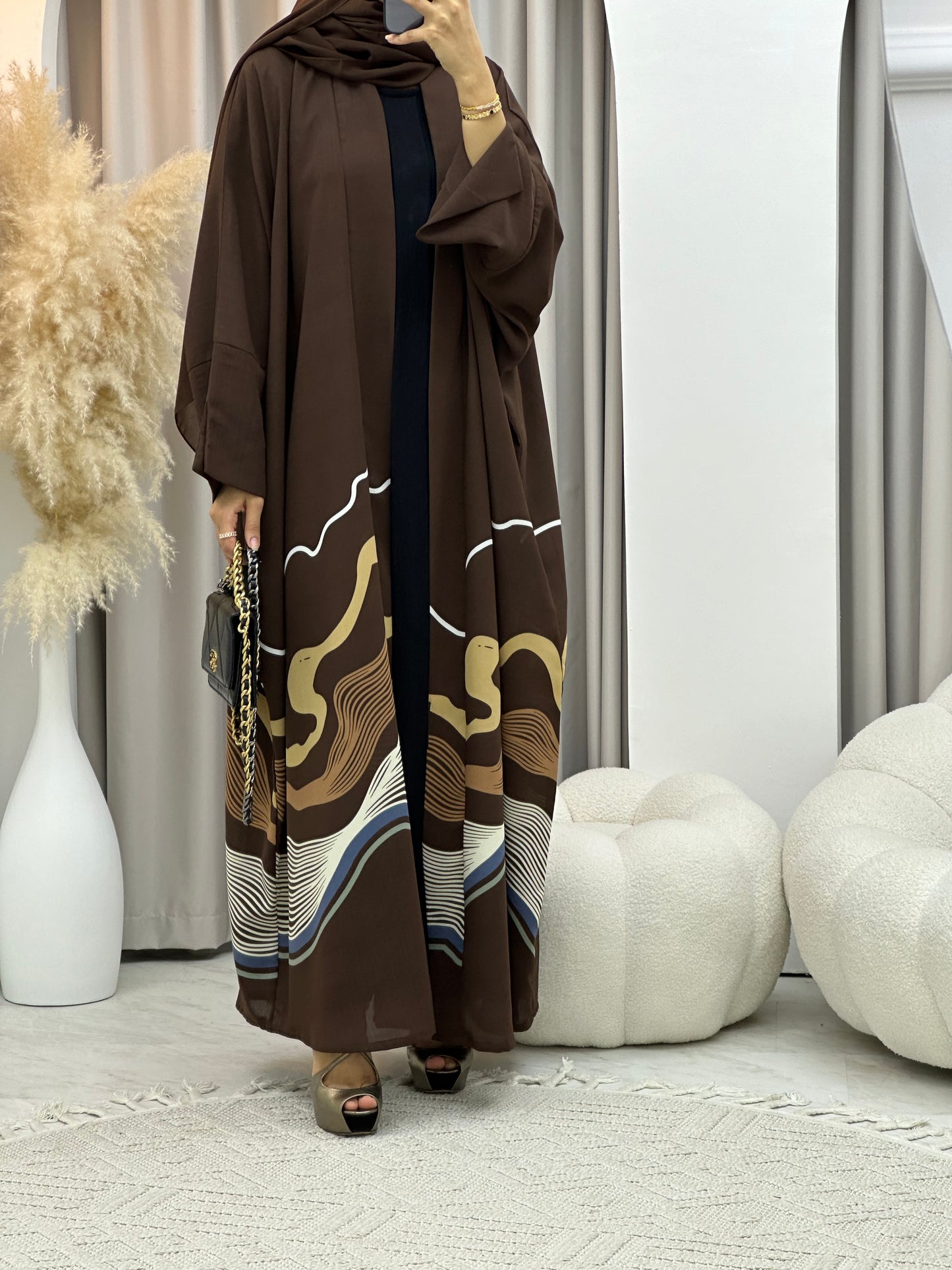 C 0248-03 Brown Wavy Abaya