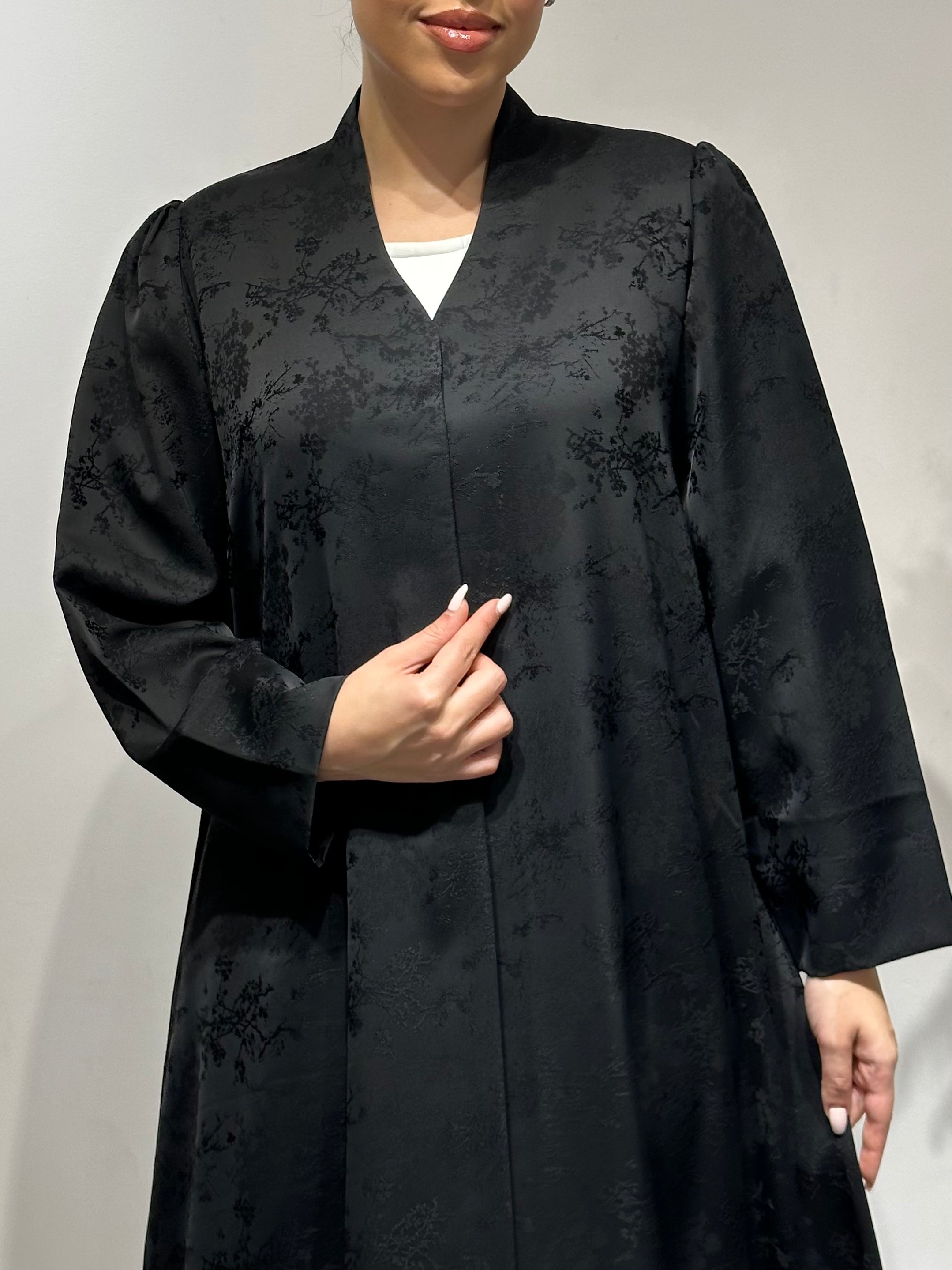 C 1632 Black Printed Abaya