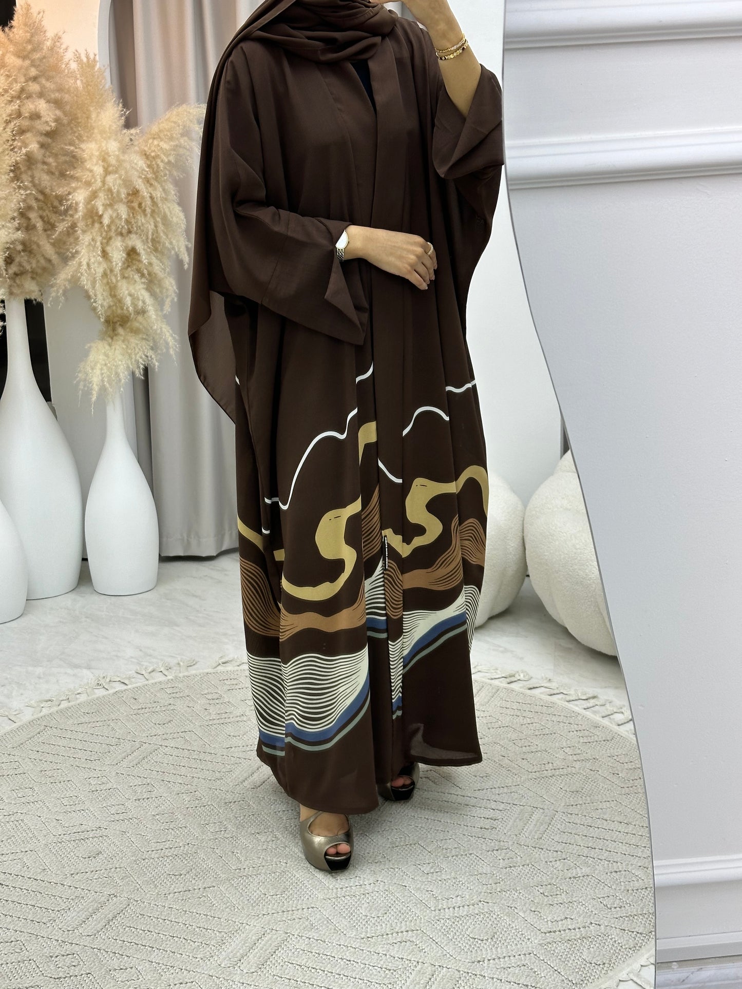 C 0248-03 Brown Wavy Abaya