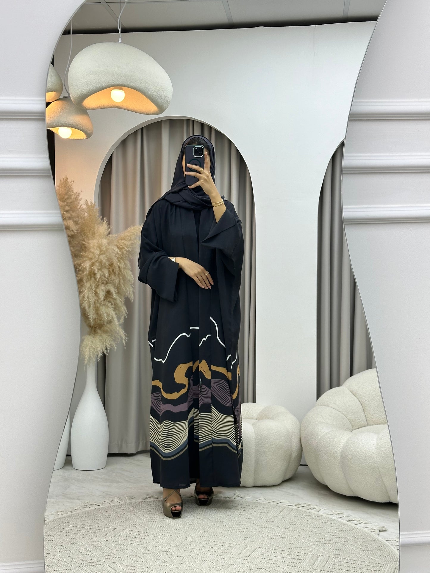 C 0248-02 Dark Grey Wavy Abaya