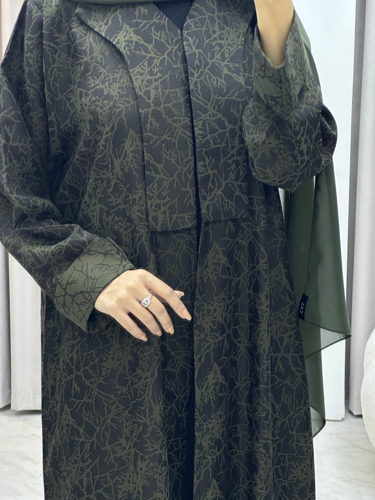 C Branch Winter Green Coat Abaya