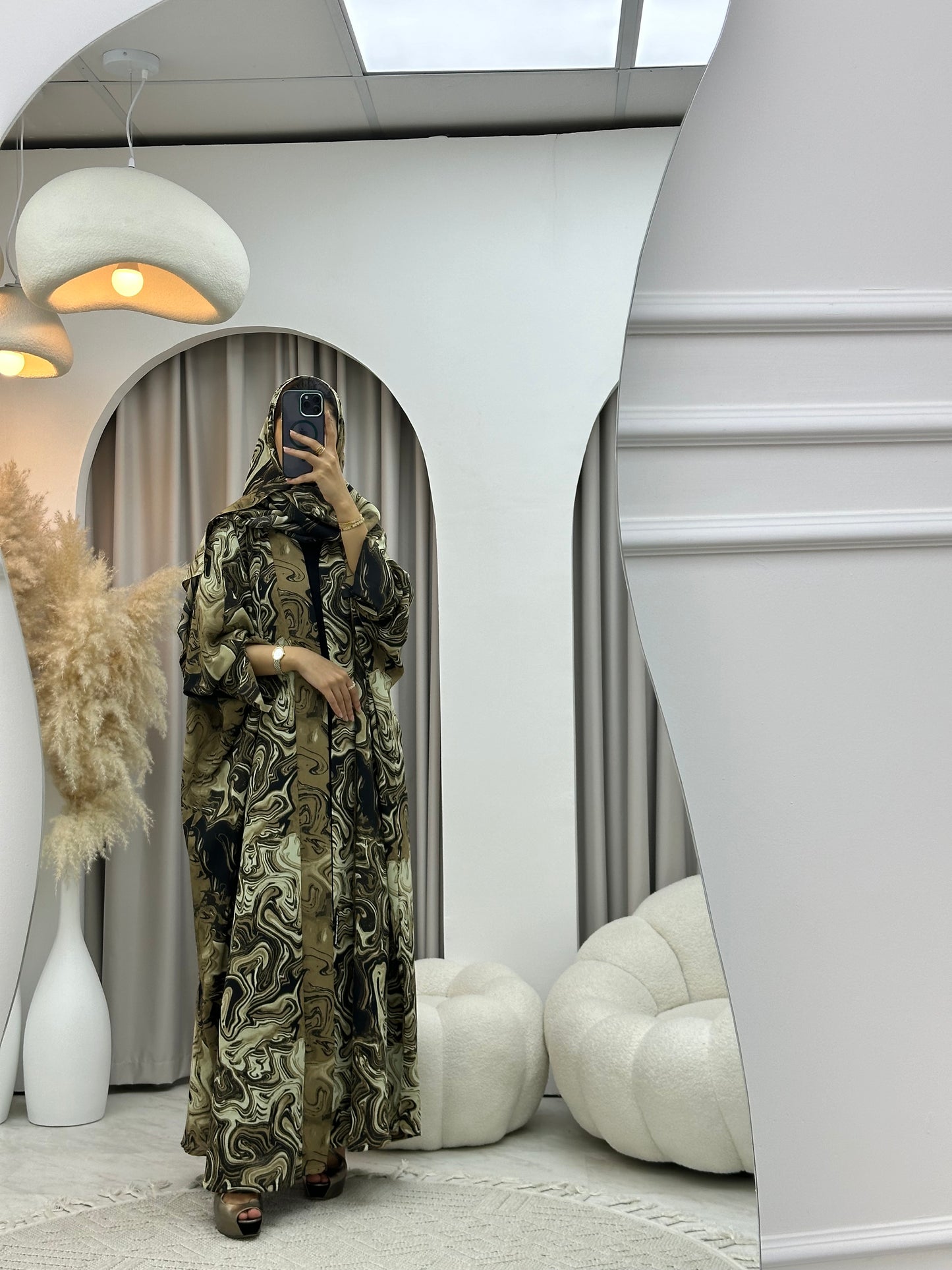 C 0249-02 Brown Marble Abaya