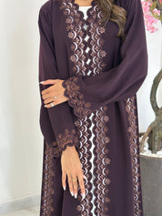 C 1228 Brown Lace Abaya