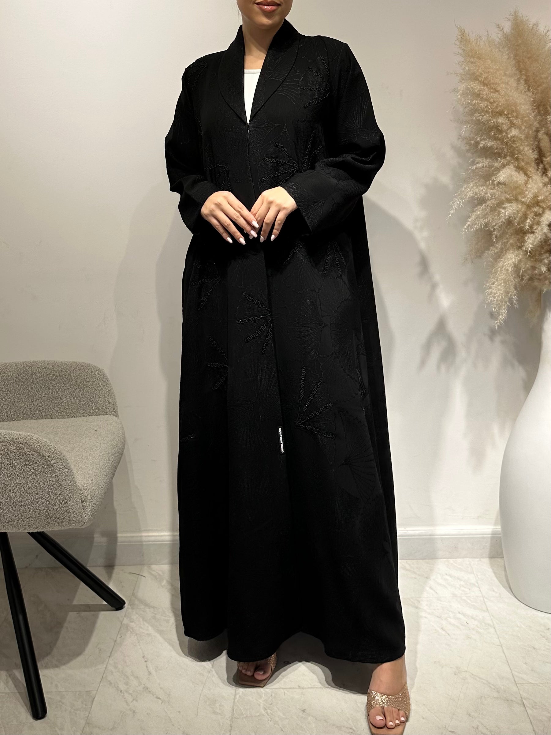 C 1634 Black Beaded Abaya