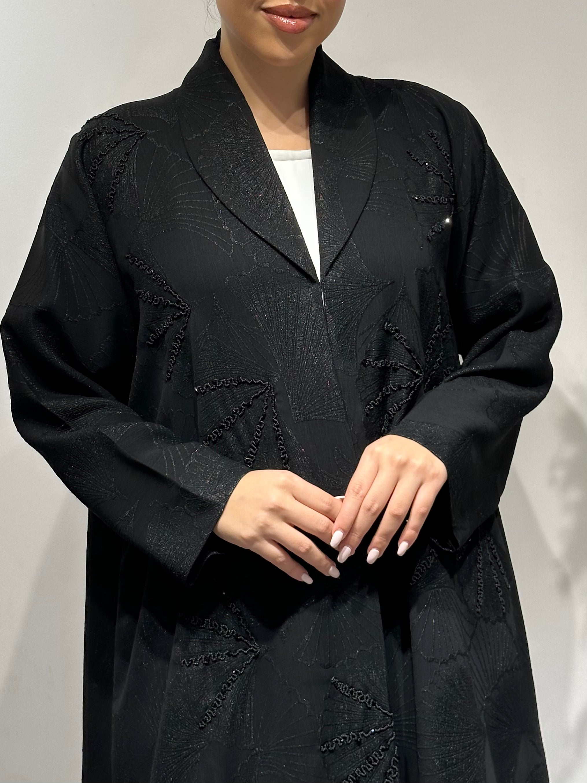 C 1634 Black Beaded Abaya