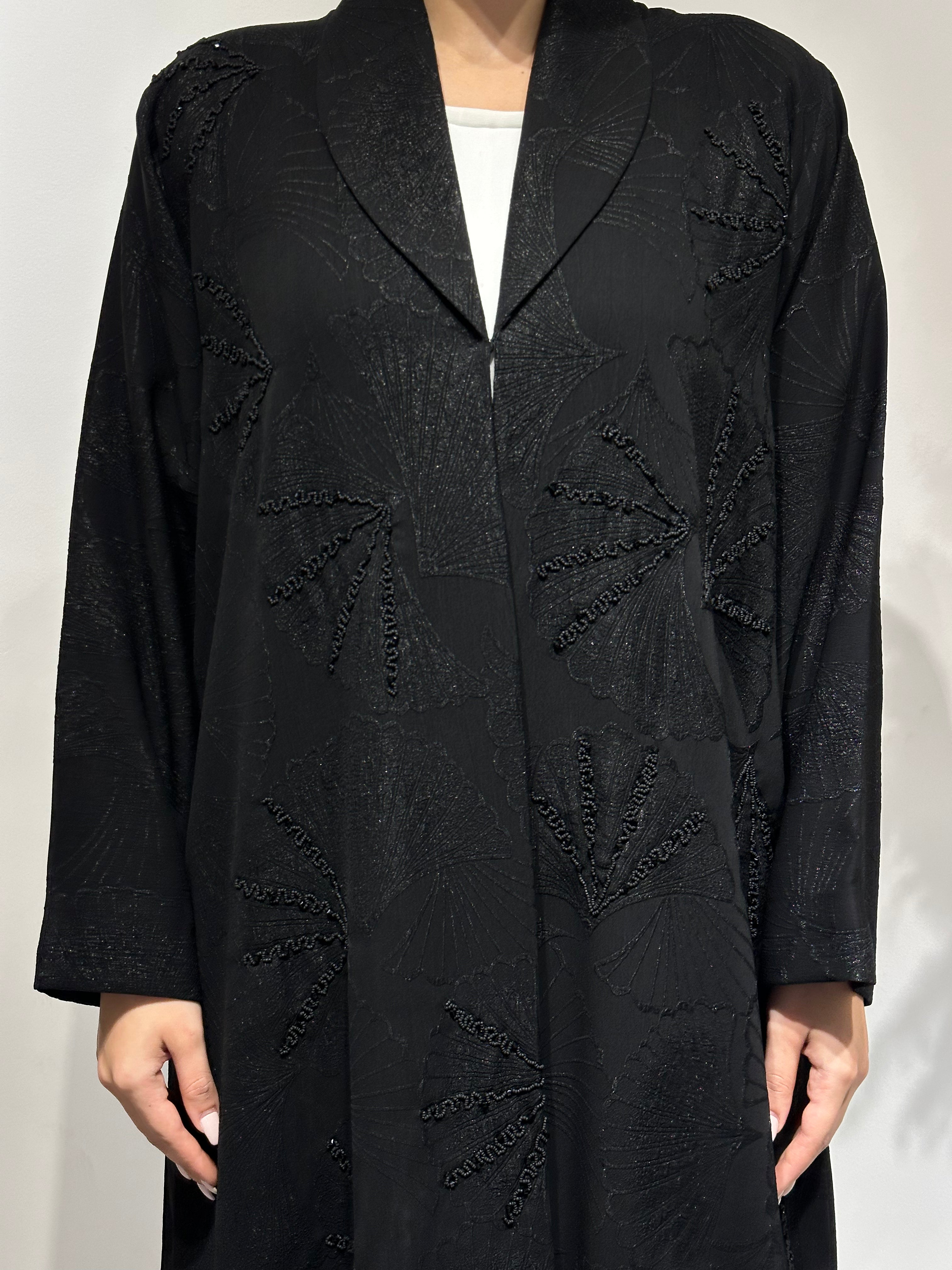 C 1634 Black Beaded Abaya