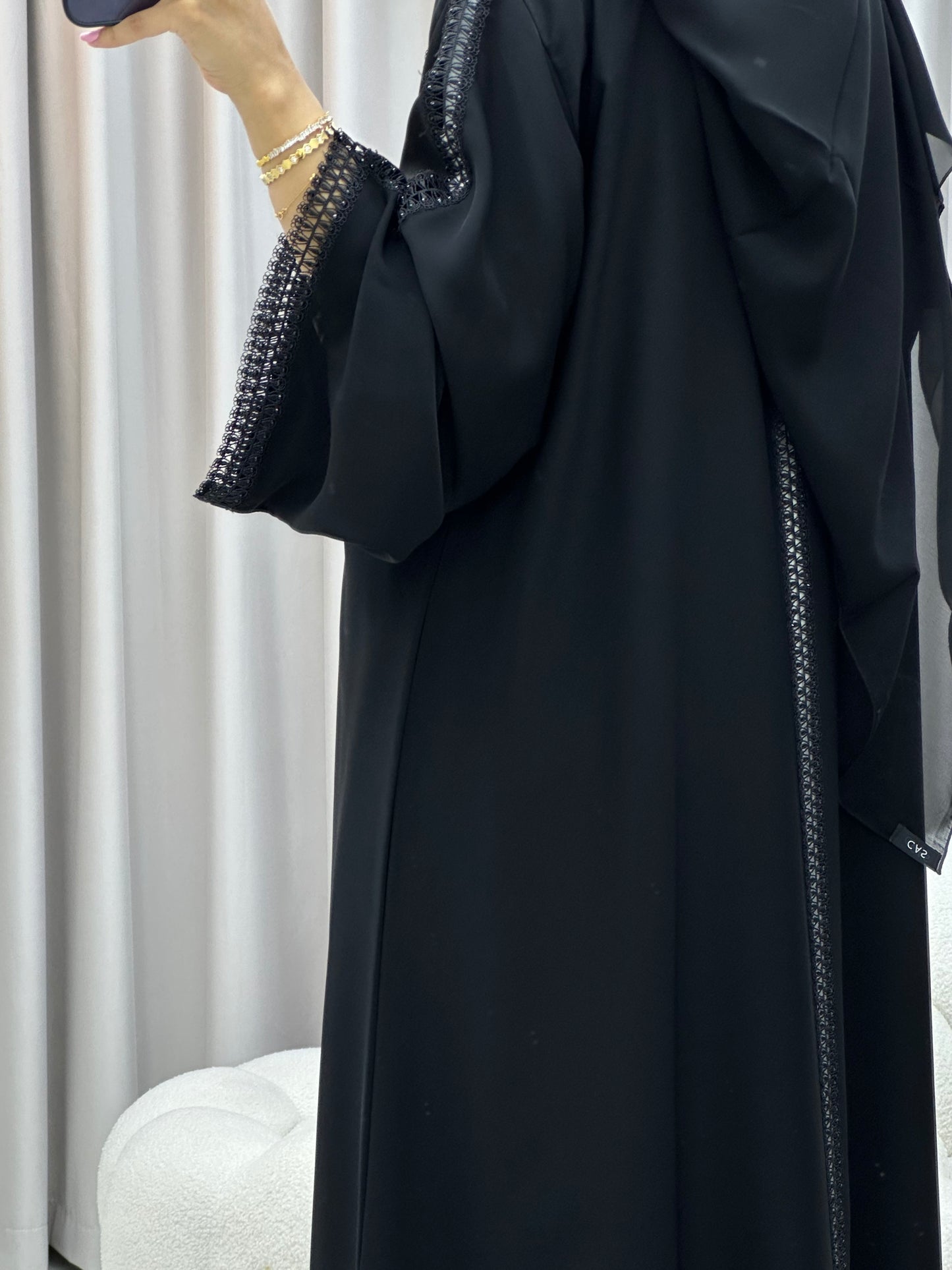 C 0474 Black Classic Lace Abaya