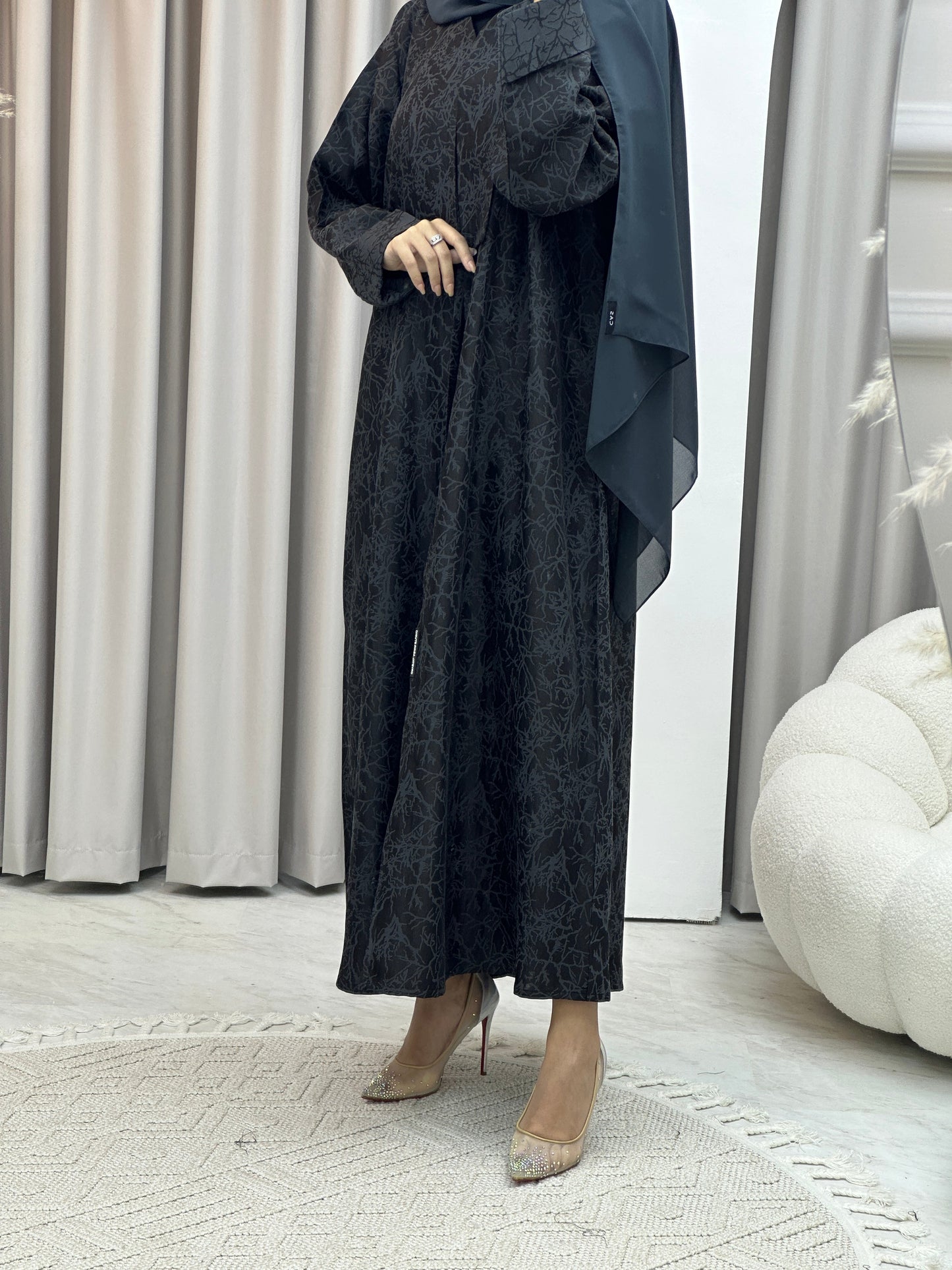 C RTW Branch Winter Grey Coat Abaya