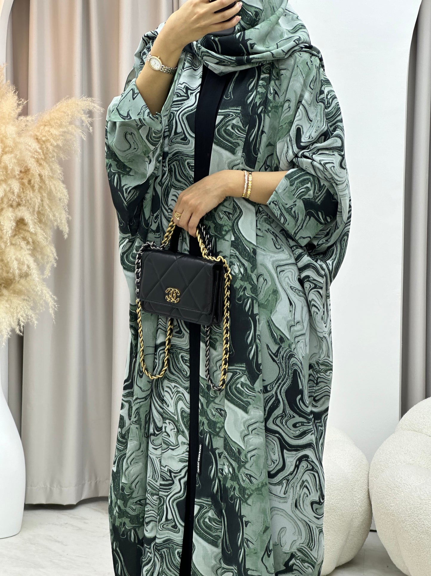 C 0249-01 Green Marble Abaya