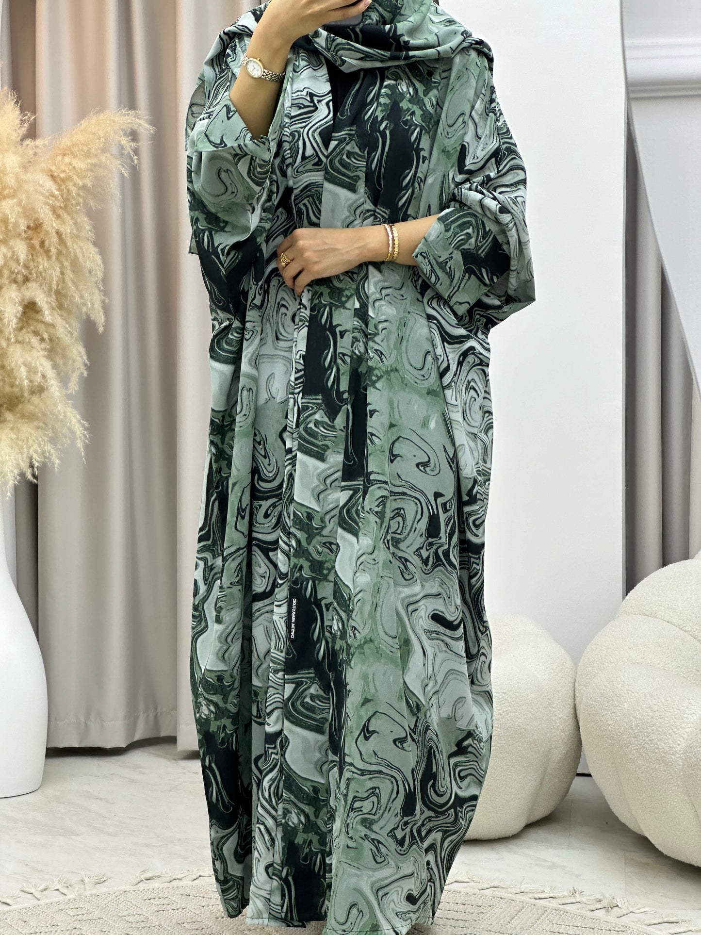 C 0249-01 Green Marble Abaya