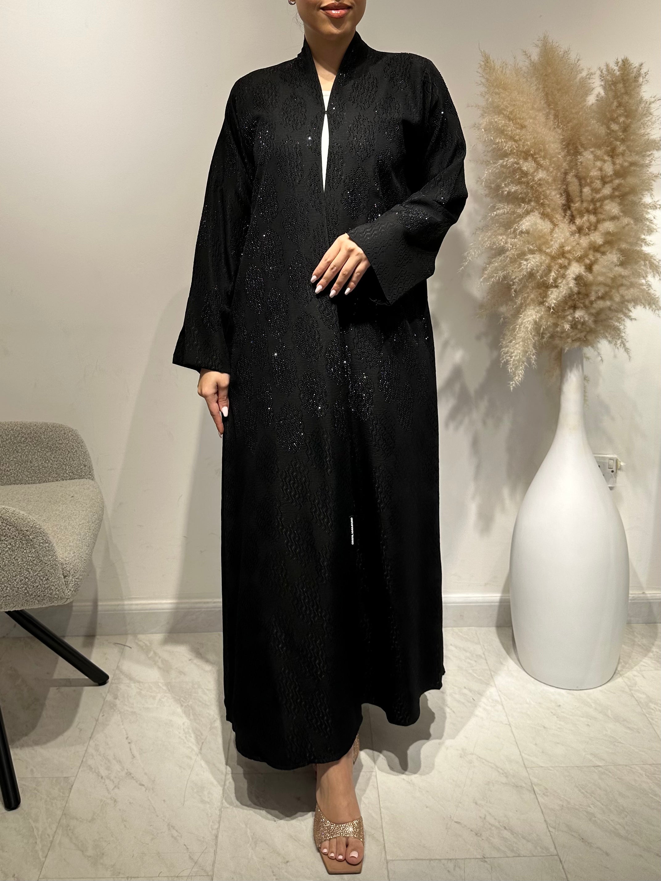 C 1635 Black Beaded Abaya