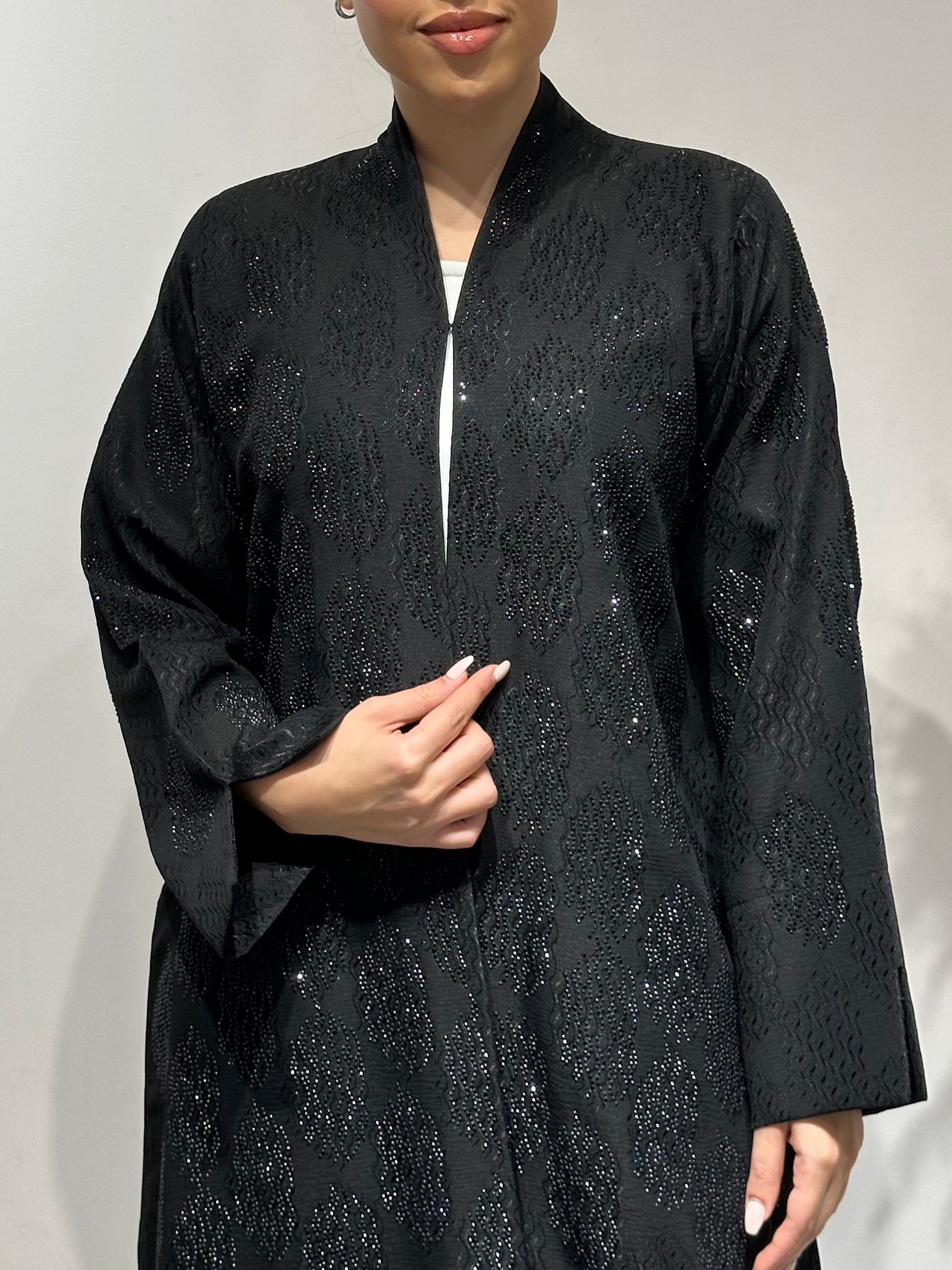 C 1635 Black Beaded Abaya