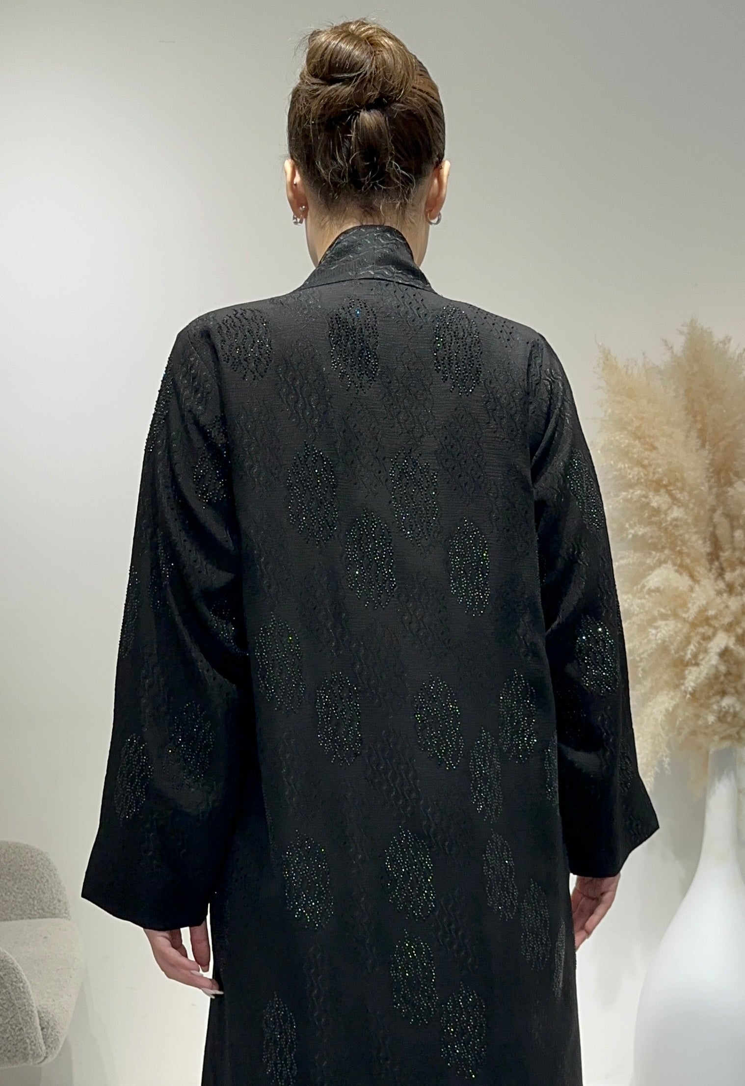 C 1635 Black Beaded Abaya