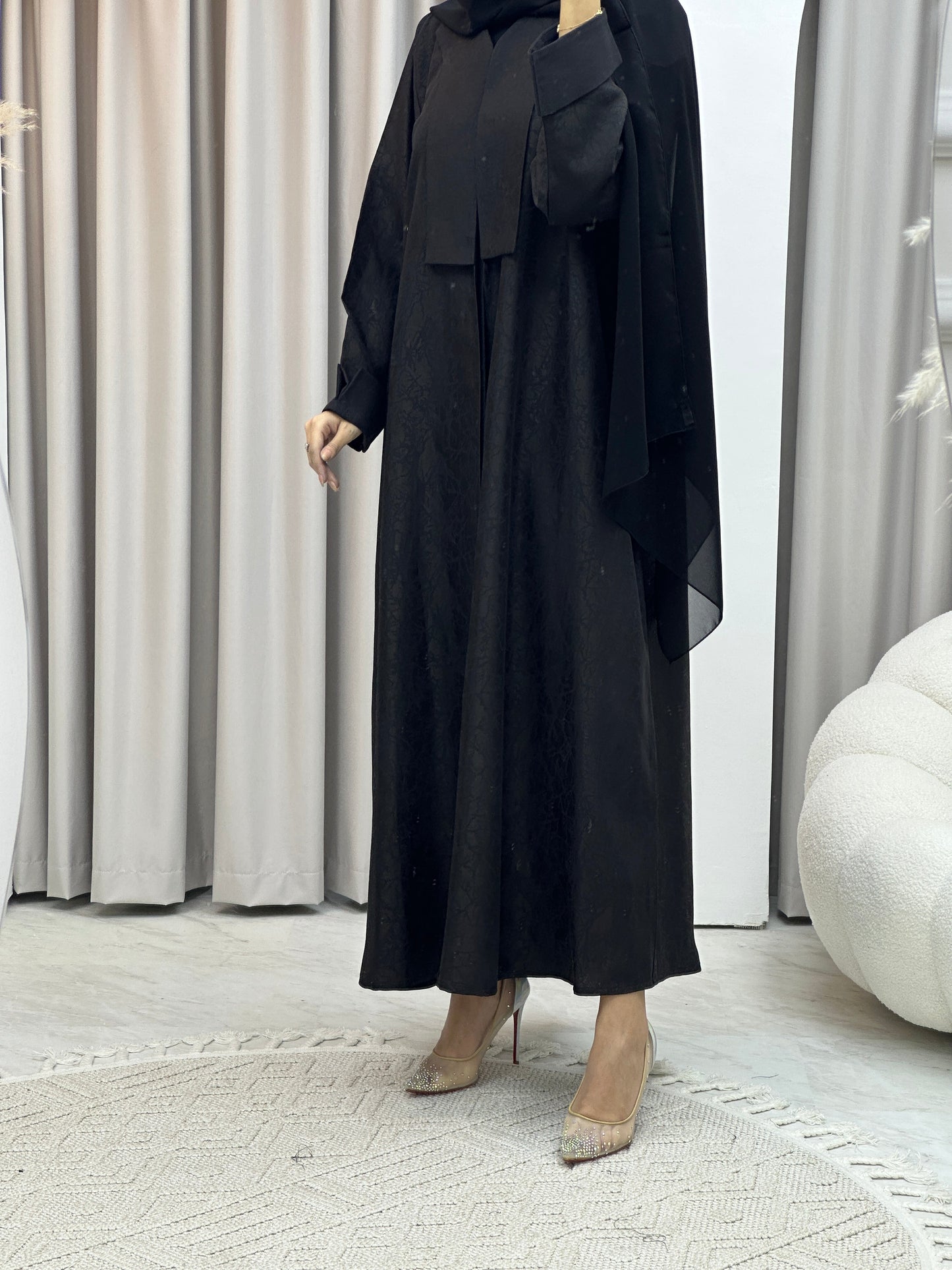 C RTW Branch Winter Black Coat Abaya