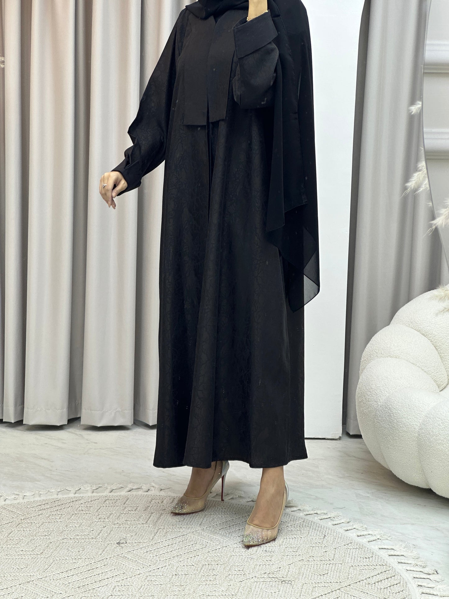 C RTW Branch Winter Black Coat Abaya