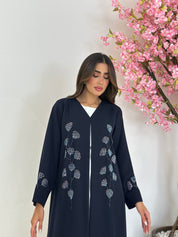 C 1231 Navy Blue Beaded Abaya