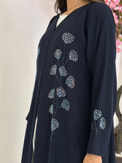 C 1231 Navy Blue Beaded Abaya