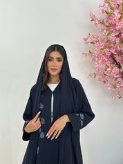 C 1231 Navy Blue Beaded Abaya