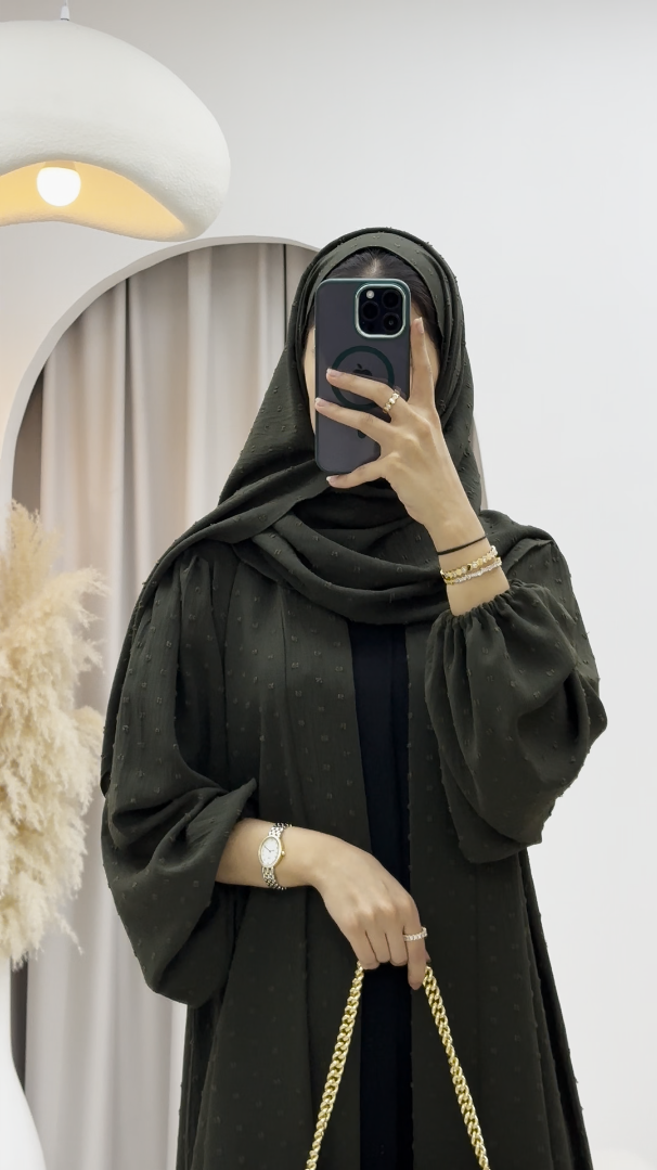 C 0134-02 Olive Dots Abaya