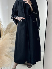 C 1544 Black Work Coat Abaya