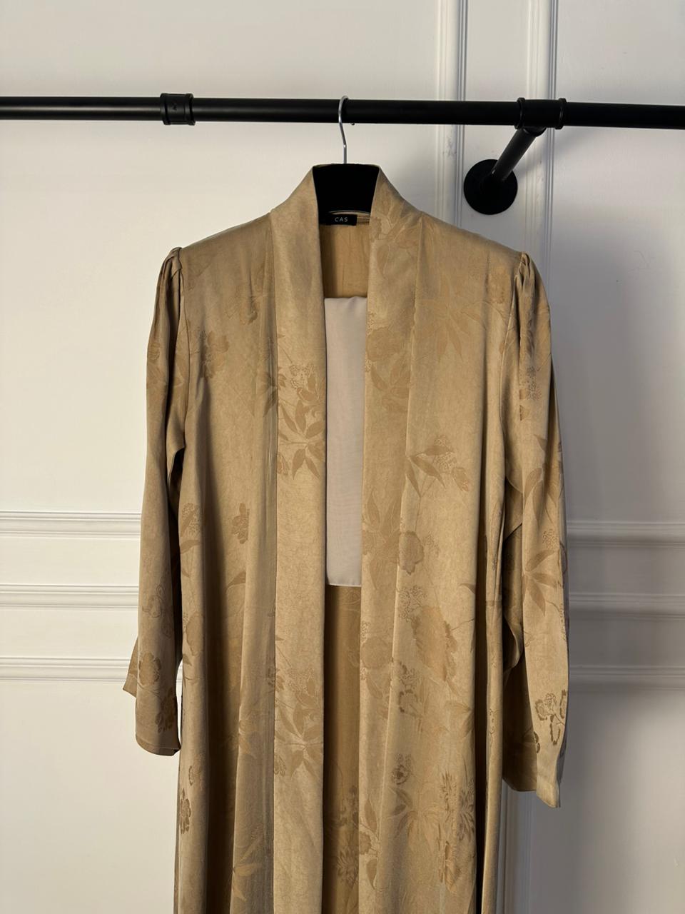 C 1781-01 Beige Printed Abaya