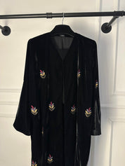 C 1787 Black Embroidered Velvet Abaya