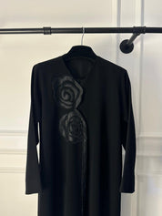 C 1829 Black Beaded Rose Abaya
