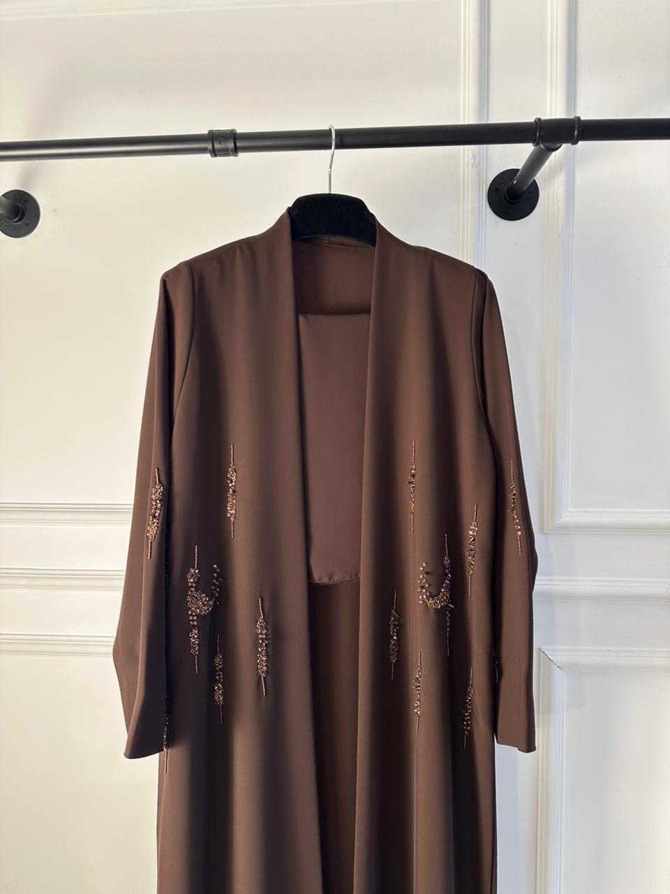 C 1836 Brown Beaded Abaya