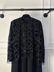 C 1886 Black Velvet Dantel Abaya