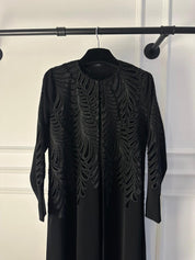 C 1887 Black Velvet Dantel Abaya