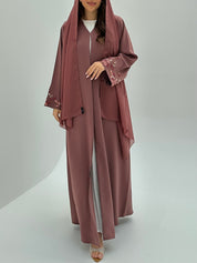 C 1818 Dusty Rose Embroidered Abaya