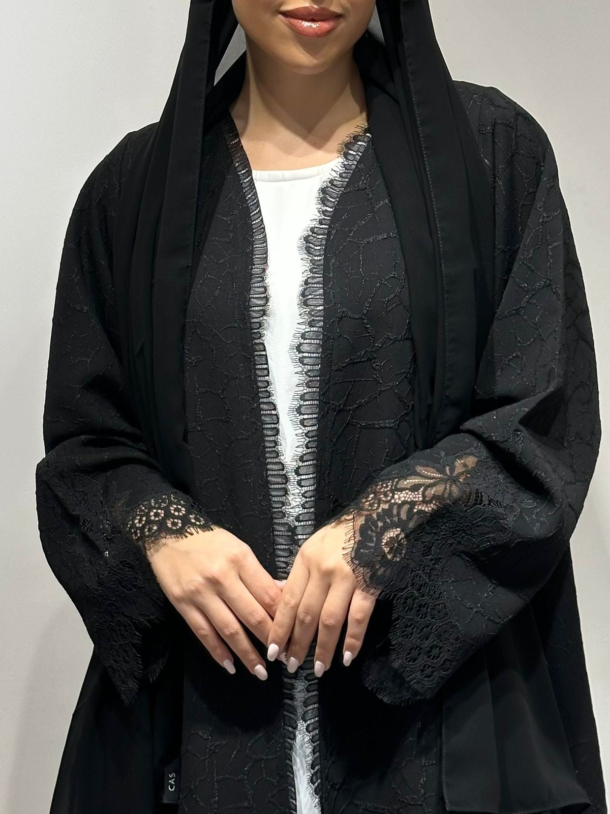 C 1629 Black Lace Abaya