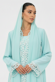 C 2565 Bubblegum Blue Lace Abaya