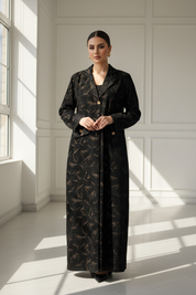 C 1824-02 Black Gold Coat Abaya