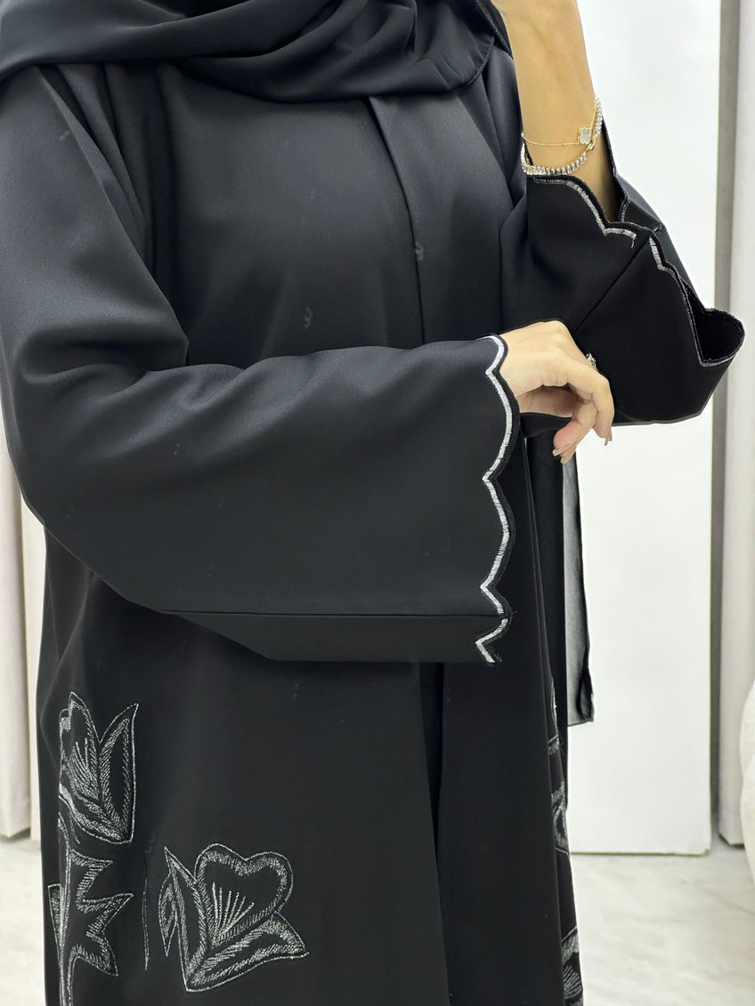 Basic Floral Stars (Black & Grey Abaya) main image 1