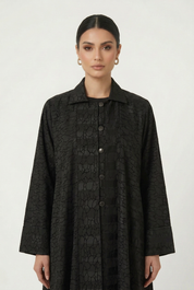 C 2830 Black Striped Patterned Abaya