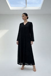 C 1888 Black Dantel Abaya