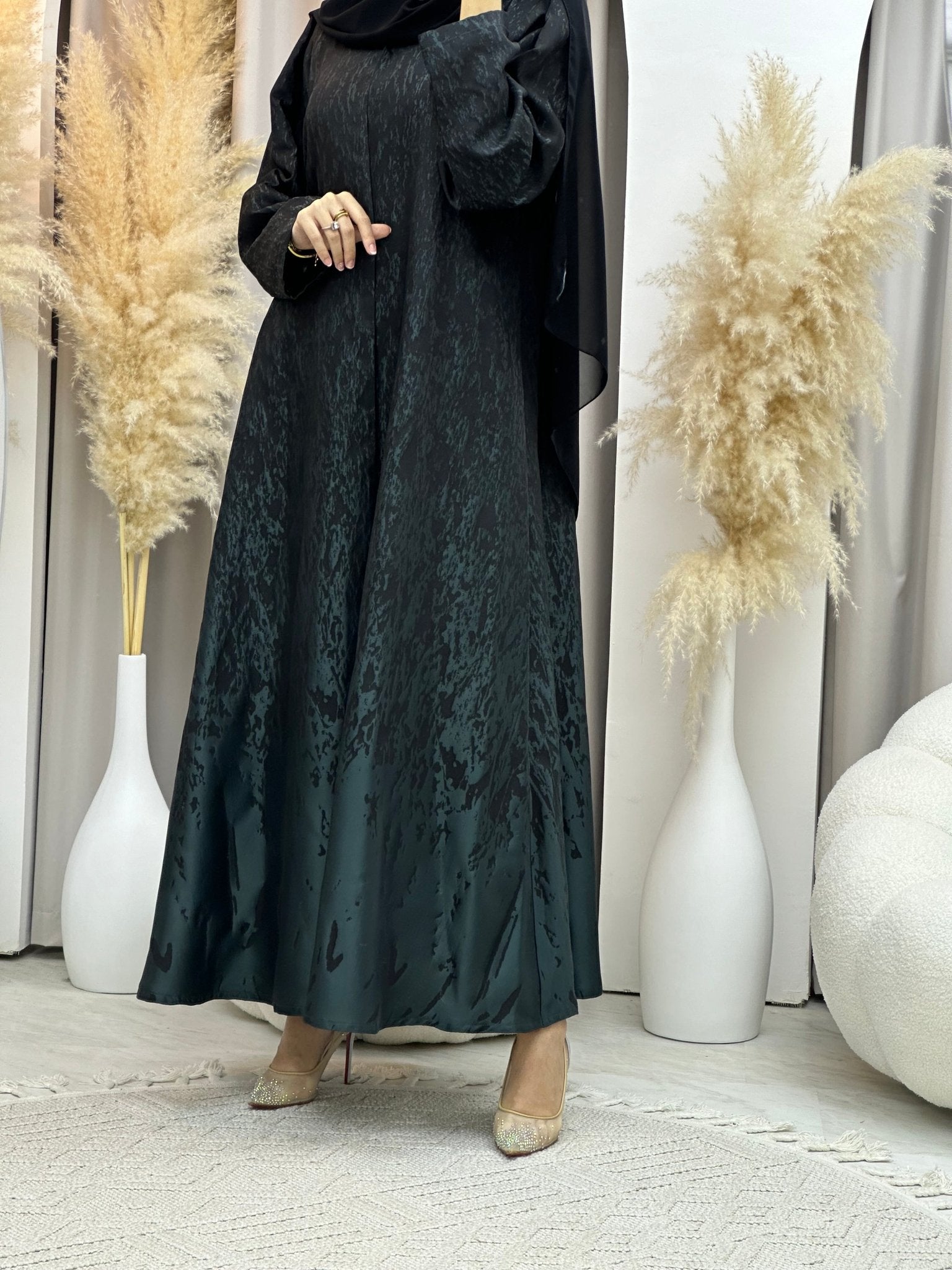 C 0001 - 04 Dark Green Eid Kloosh Abaya