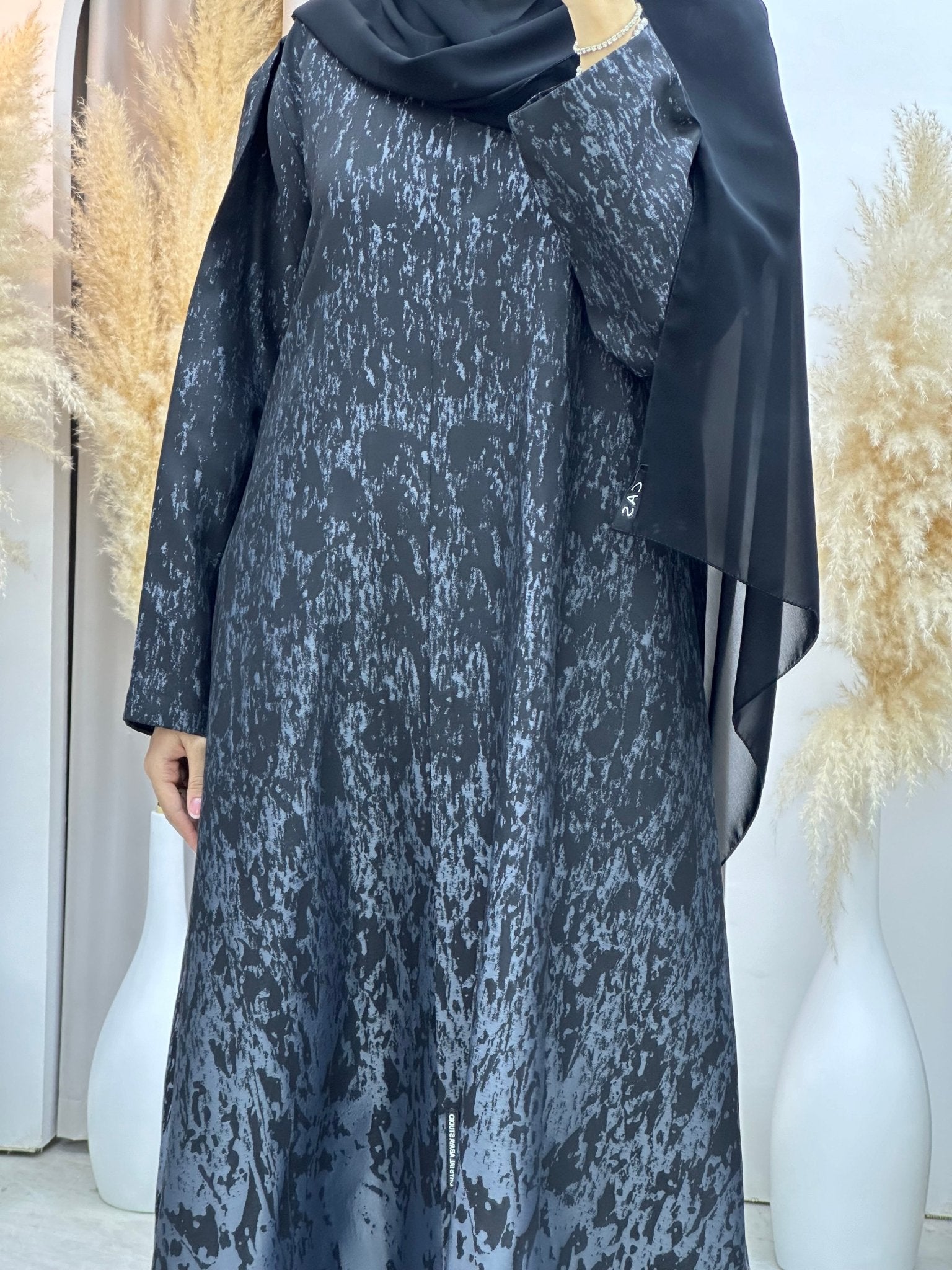 C 0001 - 05 Dark Grey Eid Kloosh Abaya