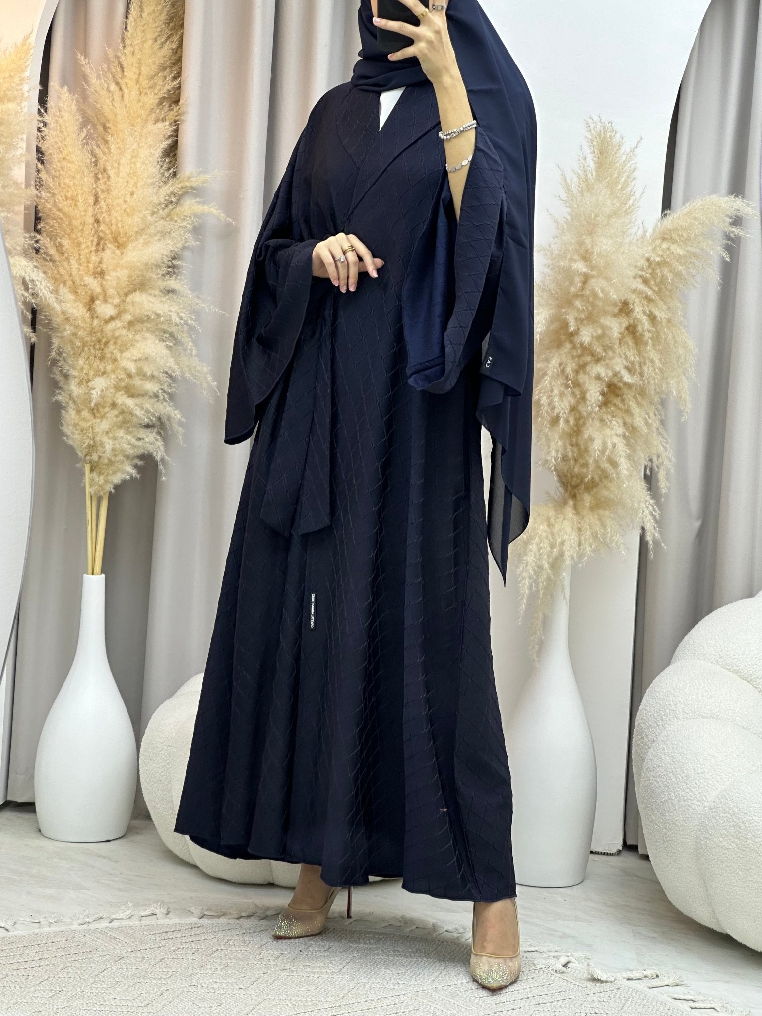 C 0005 - 04 Blue Overlap Silk Abaya