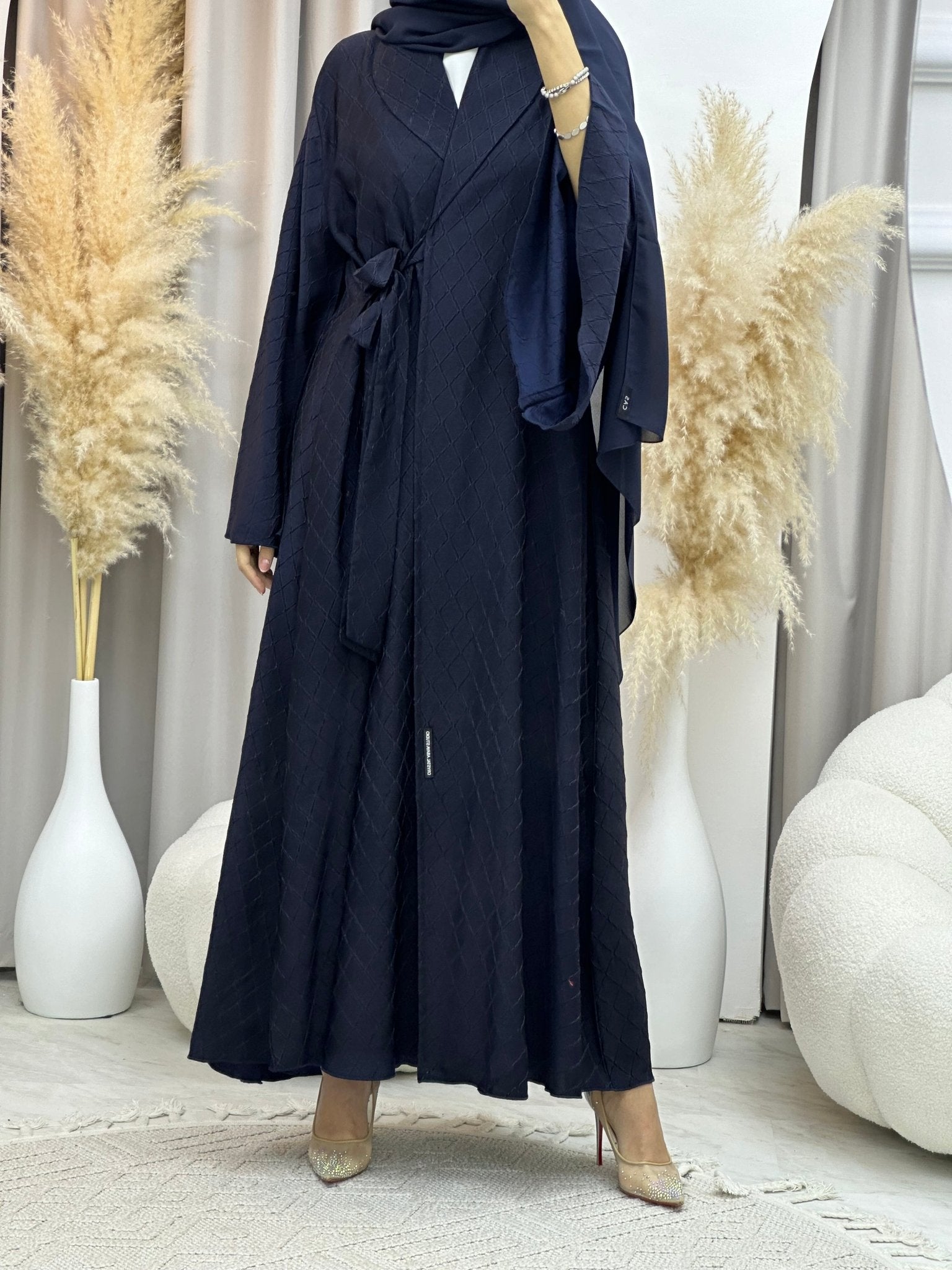 C 0005 - 04 Blue Overlap Silk Abaya