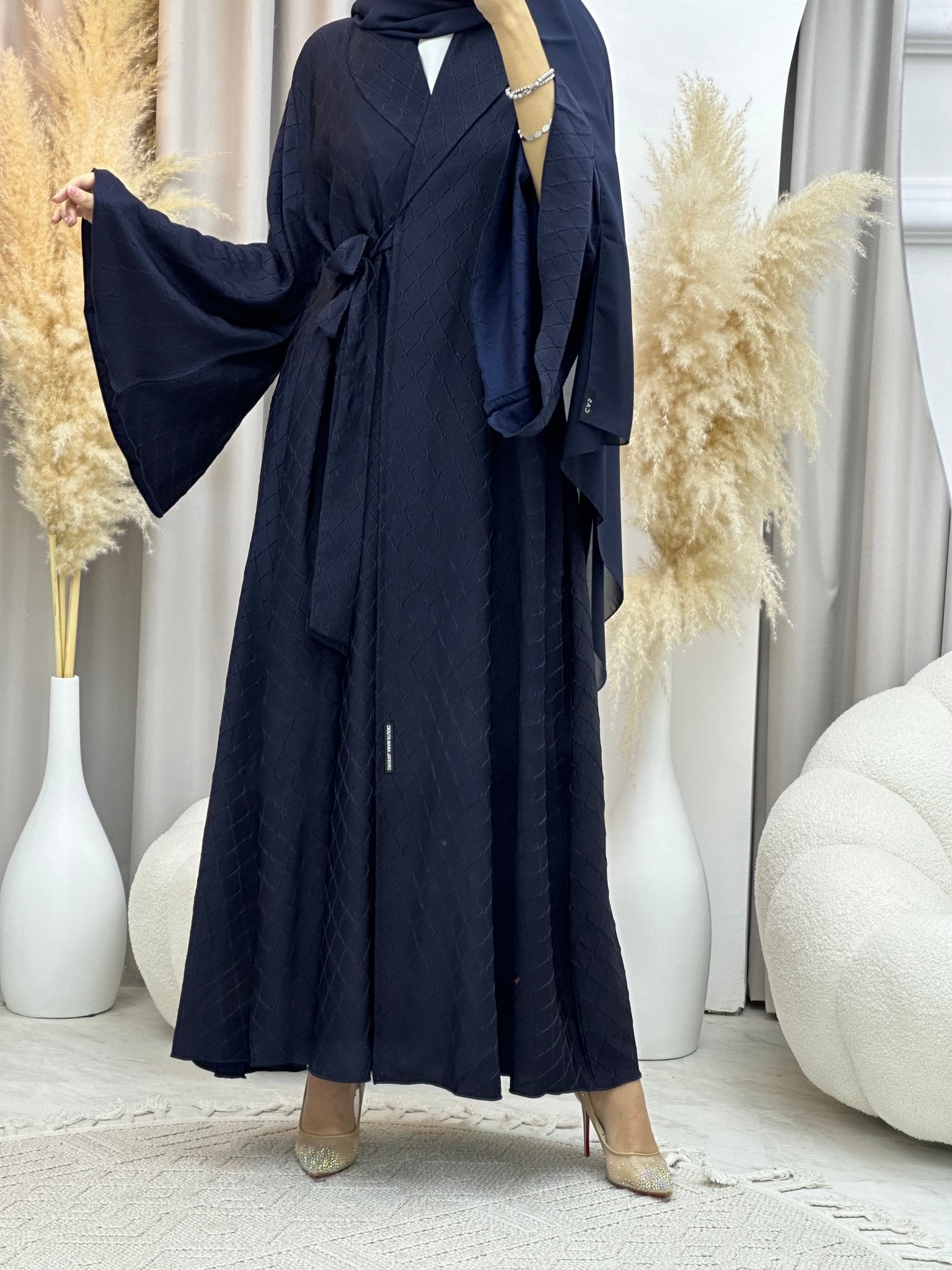 C 0005 - 04 Blue Overlap Silk Abaya