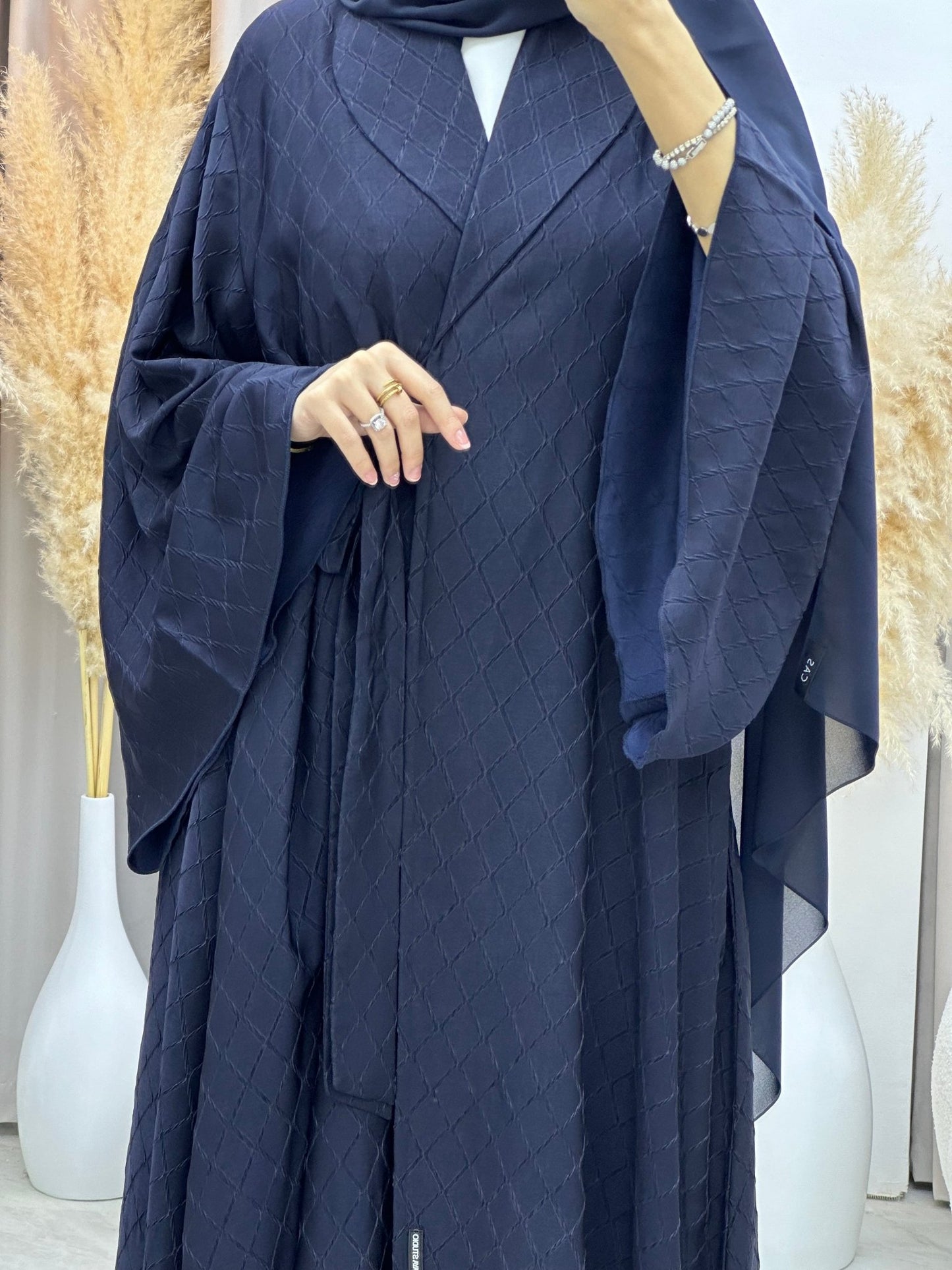 C 0005 - 04 Blue Overlap Silk Abaya