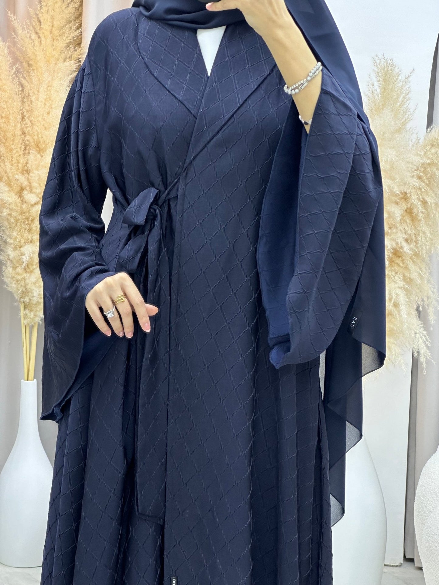 C 0005 - 04 Blue Overlap Silk Abaya