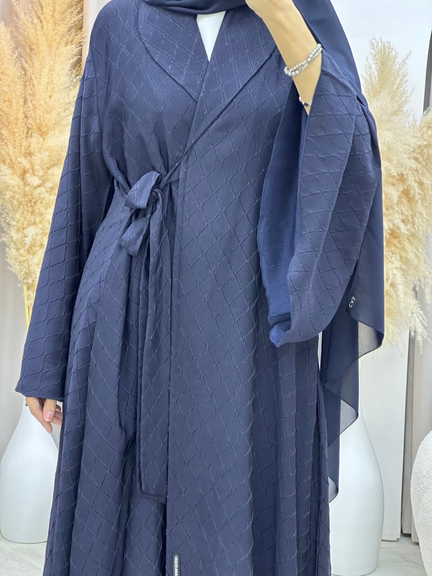 C 0005 - 04 Blue Overlap Silk Abaya