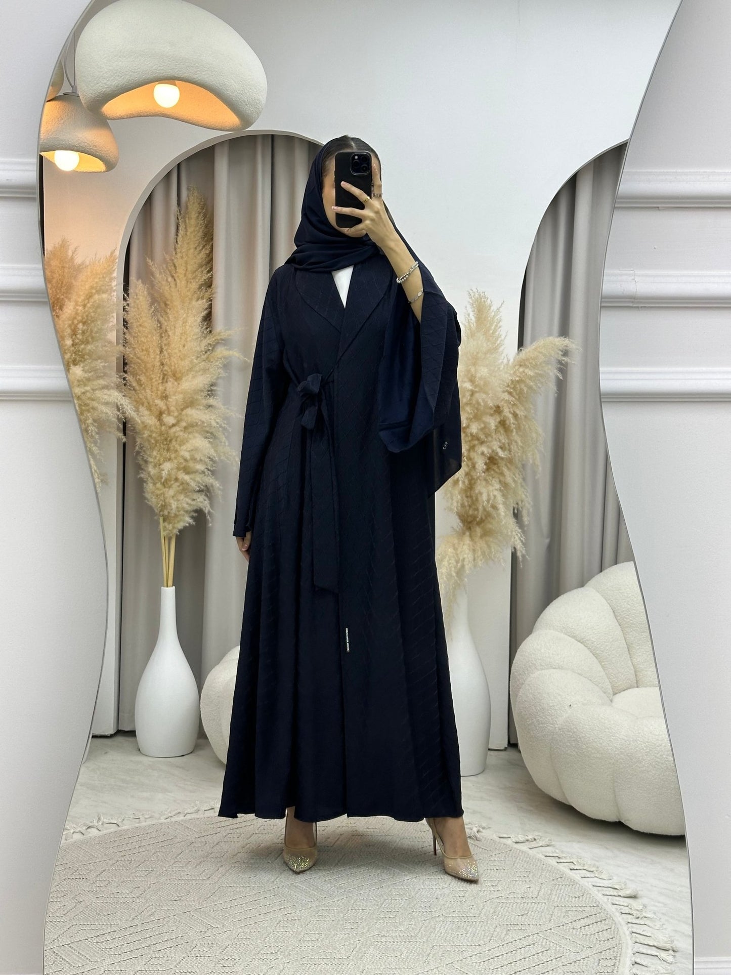 C 0005 - 04 Blue Overlap Silk Abaya